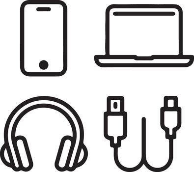 conjunto de móvil teléfono y computadora íconos vector