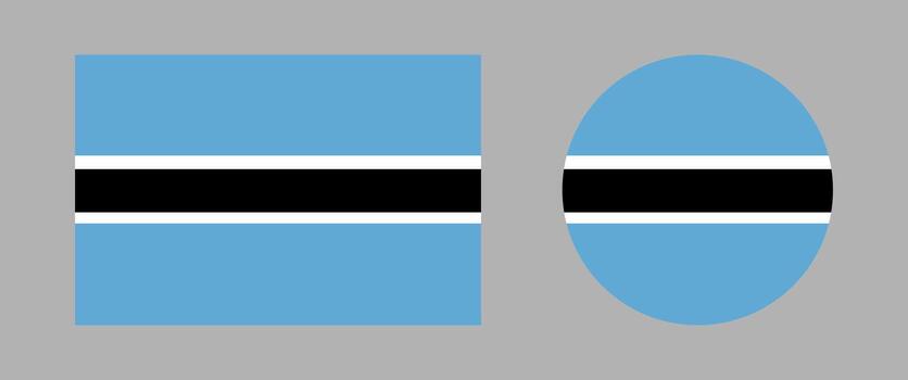 Round, rectangular national flag of Botswana badges. Circle, rectangle symbol icons. Banner, background flags. National sign buttons. vector