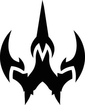 Abstract black symmetrical symbol with sharp angular design and mysterious presence. vector