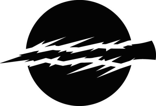 resumen negro circulo con un dentado blanco línea mediante el centro, creando un sorprendentes y dinámica visual. vector