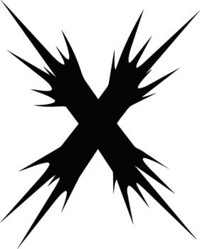 Abstract black X mark with sharp edges on a white background. vector