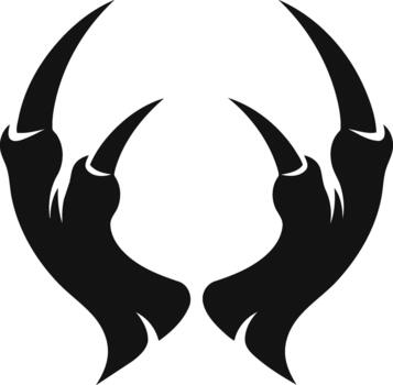 Two powerful monster claws with sharp talons in a striking black and white design. vector