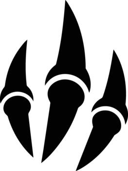 Three sharp black claws with white rings, symbolizing strength and danger. vector