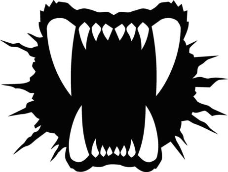 Ferocious Monster Jaws with Sharp Teeth Breaking Through. vector