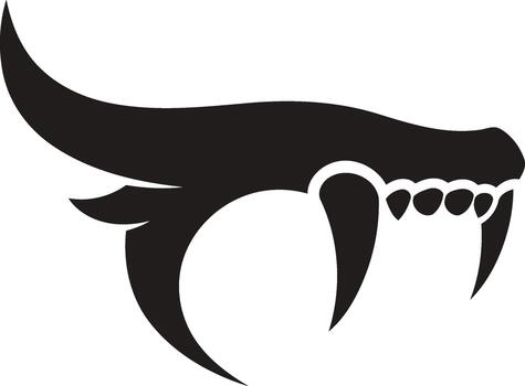 Abstract black monster head with sharp fangs. vector