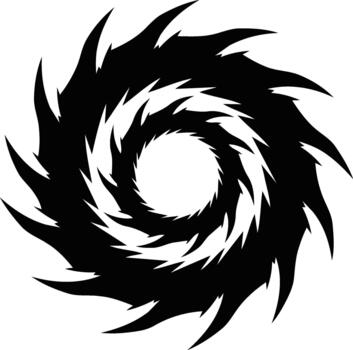 Abstract Black and White Spiral Vortex Design Element. vector
