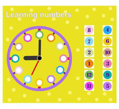 I can count. Learning numbers. Math game for kids. Worksheet. vector