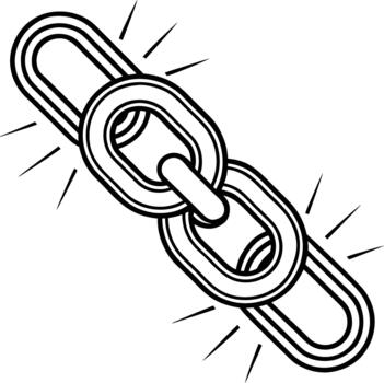 negro y blanco cadena enlace icono con destellos conexión vector