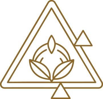 Geometric triangle with organic leaf-like elements vector