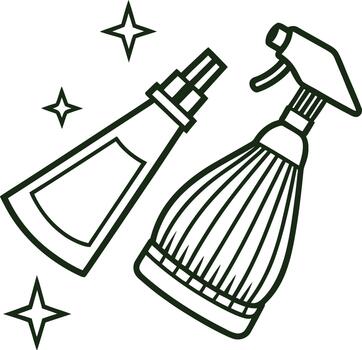 Cleaning spray bottles and sparkles icon cleaner hygiene vector