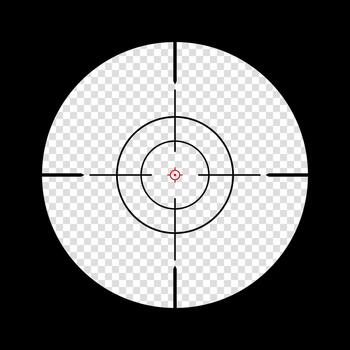 sniper scope crosshairs view. sniper sight with measurement marks. sniper scope template isolated on transparent background. rifle optical sight vector