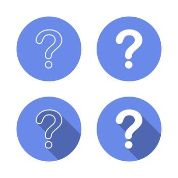Question mark icon with long shadow. FAQ and support symbol vector