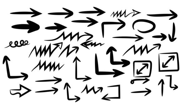 Hand drawn arrows isolated on, direction pointers and design elements vector