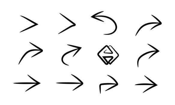 Hand drawn arrow set isolated on for graphic design usage vector