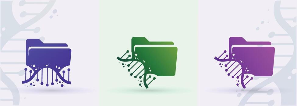 DNA helix with folder logo files documents archive management technology science icon vector