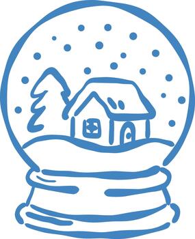 Whimsical snow globe with a tiny house pine tree and falling snow creating a peaceful winter scene that brings a magical cozy feeling to holiday art and storytelling projects vector