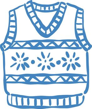 Hand drawn sweater vest featuring a cozy winter design with simple geometric patterns and soft knitted texture perfect for adding a warm seasonal touch to holiday projects vector