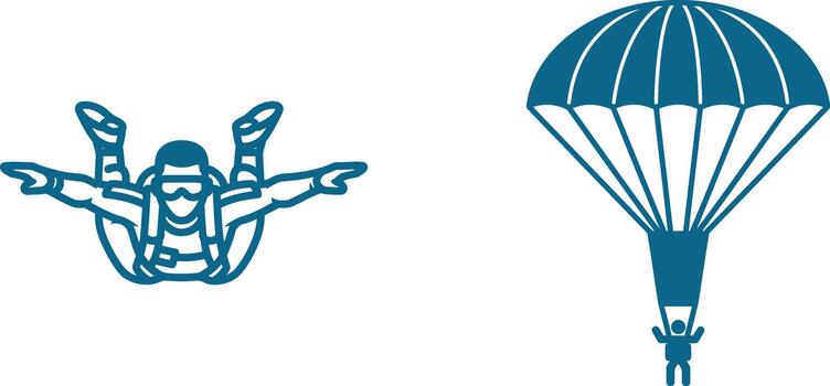 Skydiving Icons Displaying Adventure and Freedom Representing High Flying Thrills with Professional Equipment and Excitement of Freefall and Controlled Descent vector