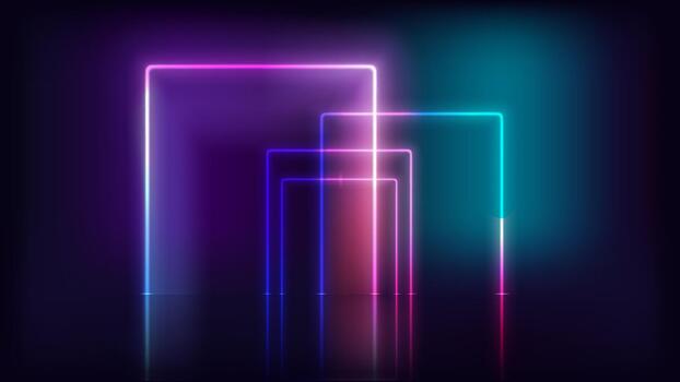 Neon glowing arcs on dark background. Template for design vector