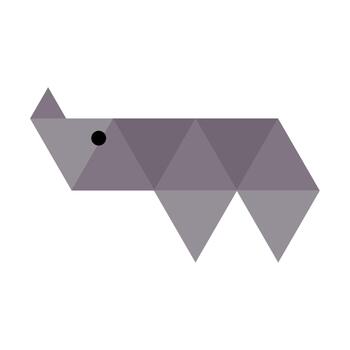 A geometric illustration of a rhino built from grey triangular shapes, blending minimalism and modern abstract design while symbolizing strength and resilience in a clean digital art style. vector