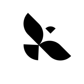 A simple black abstract logo of bird crossing each other, representing growth, freshness, and eco-friendly vibes in a sleek and minimalistic flat design with a natural identity. vector