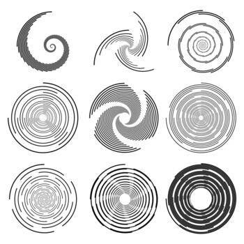 Abstract spiral vortex element collection vector