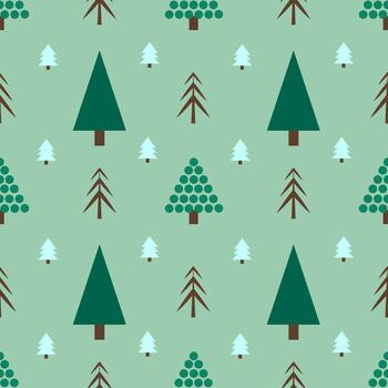 Seamless Pattern with Abstract Christmas Trees on a Green Background vector