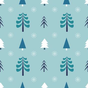 Seamless pattern with blue abstract Christmas trees on a blue background vector