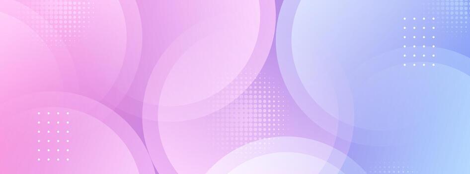 Modern abstract banner with overlapping transparent circles on a soft pink and light blue gradient background vector