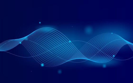 Abstract blue wave background with dots and lines vector