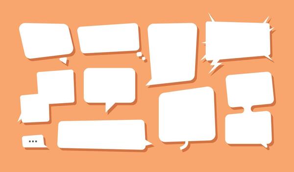 Set of rectangular speech bubbles. Various shapes. Graphic illustration. vector