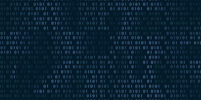 binario código modelo consistente de cero y uno dígitos en un oscuro azul antecedentes. vector