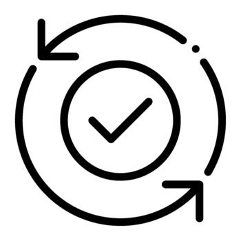 Checkmark outline icon in Circular Arrow vector