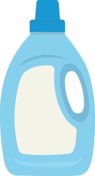 Flat illustration of a laundry detergent bottle with a handle, smooth, curved shape vector