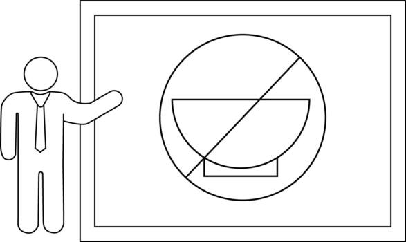 un palo figura regalos un tablero con un No comida símbolo un cuenco dentro un circulo con un diagonal línea mediante eso vector