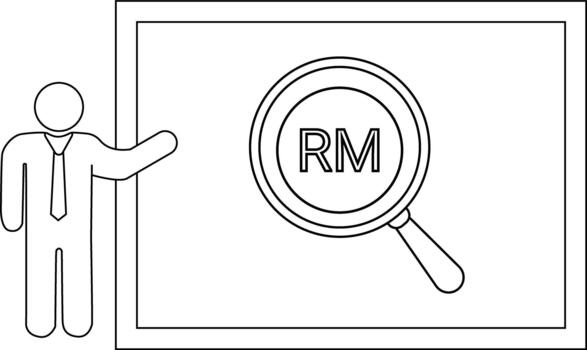 un figura puntos a un pantalla con un aumentador vaso terminado el letras rm vector