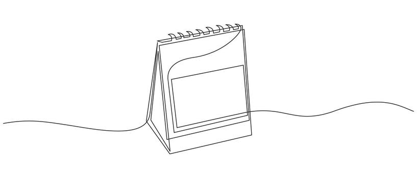 uno continuo línea dibujo de un 2026 escritorio calendario vector