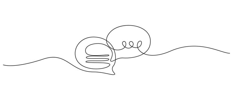 continuo línea dibujo de contrastando habla burbujas, vector