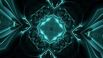 abstrakt fraktal illustration i turkos toner, med en lysande symmetrisk design och vätska geometrisk former den där skapa en trogen och energisk effekt. video