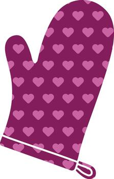 Patterned oven mitt with hanging loop vector