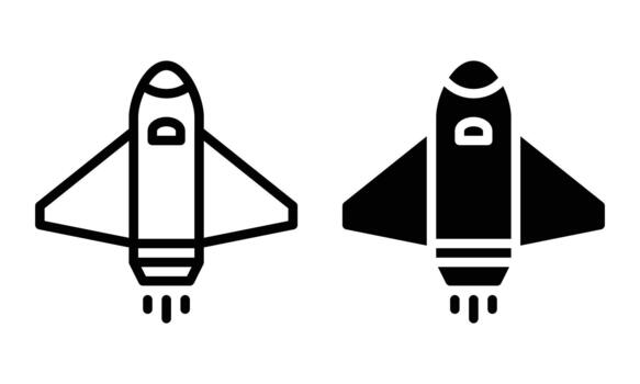 Spaceship Icon with Outline and Glyph Style vector