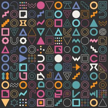 brillante vistoso geométrico contorno modelo con moderno resumen formas vector