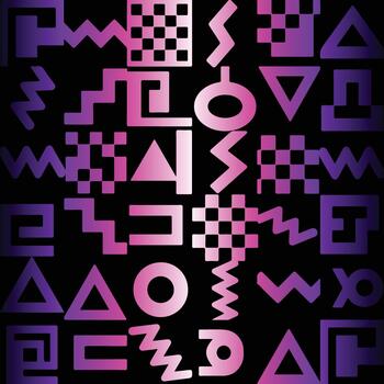 Modern Neon Gradient Geometric Shapes Collection Abstract Memphis Style Pattern vector