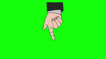 Animated hand pointing and pressing downward on a green screen background. Perfect for motion graphics, click actions, tutorials, and touch screen visual effects. video