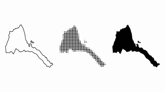 Eritrea Map Set Halftone Silhouette Outline vector
