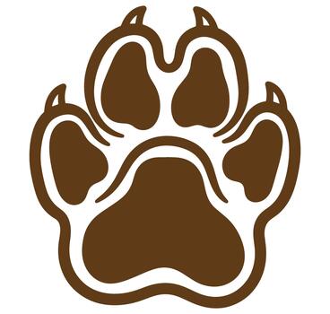 Brown paw print graphic design on white background perfect for animal related branding projects vector