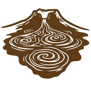 ilustración de un volcán en erupción con fluido lava y arremolinándose patrones vector