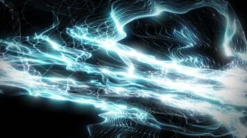 resumen digital tecnológico dinámica partícula olas en contra el fondo de Moviente luz, datos fluir, o conexión visualización, ciber tecnología. 3d representación. video