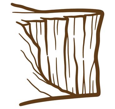 Abstract brown tree trunk illustration with graphic outline on a clean white background vector