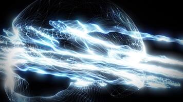 abstrato futurista digital dinâmico ondas do partículas com luz movimento luzes fundo, dados fluxo, cyber tecnologia. 3d Renderização. desatado em loop 4k . video